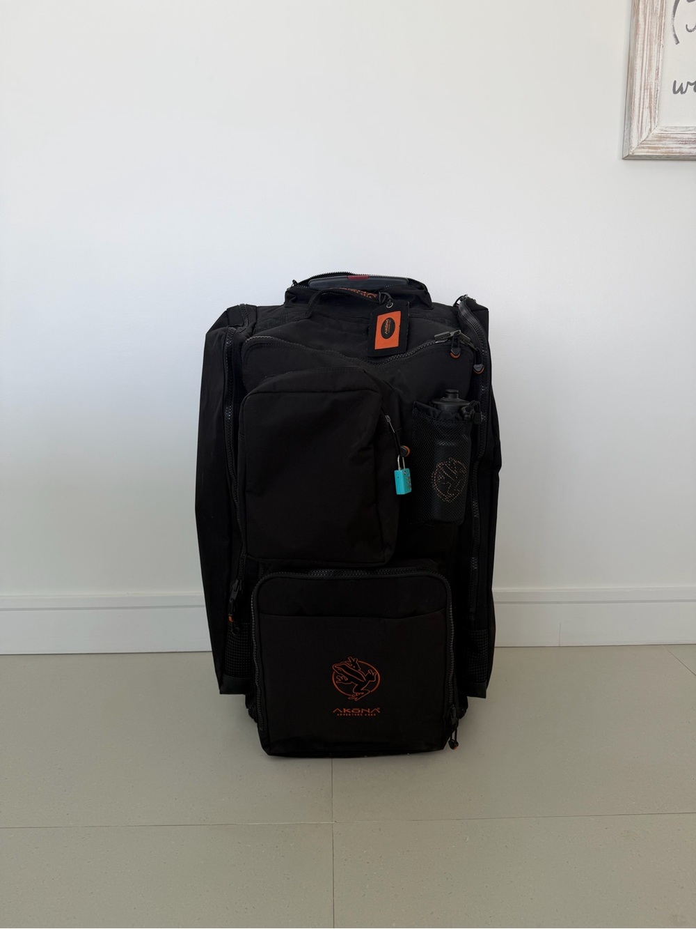 Black Travel Backpack with Orange Trim by